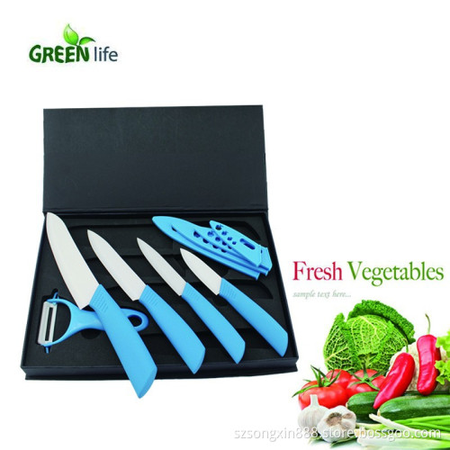 Dispaybox 5 Peice Kitchen Cutlery Ceramic Knives Set Colorful Handle